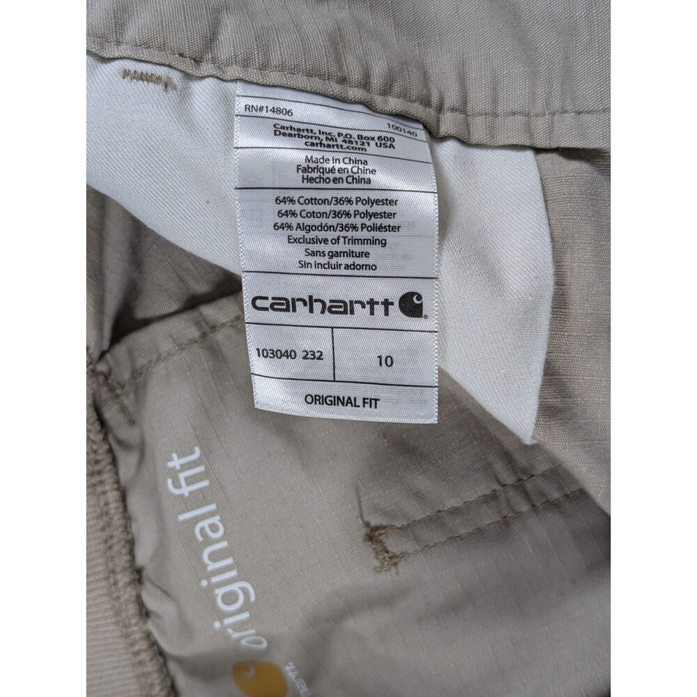 Carhartt Smithville Ripstop Shorts Womens 10 Tan Mid Rise Workwear Pockets - Picture 8 of 12